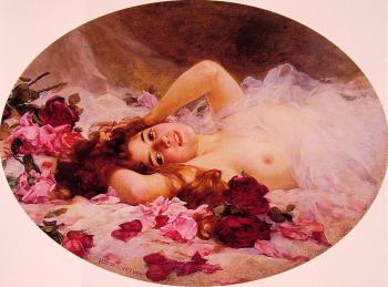 Louis Marie De Schryver : Beauty amid Rose Petals